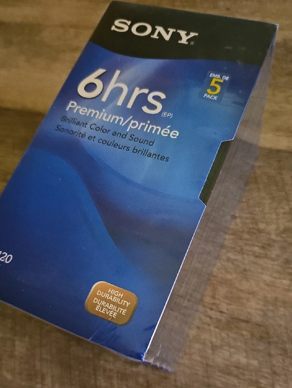 New Sealed Sony T-120 Premium Grade VHS Blank Tapes - 5 Pack 6 Hours NOS